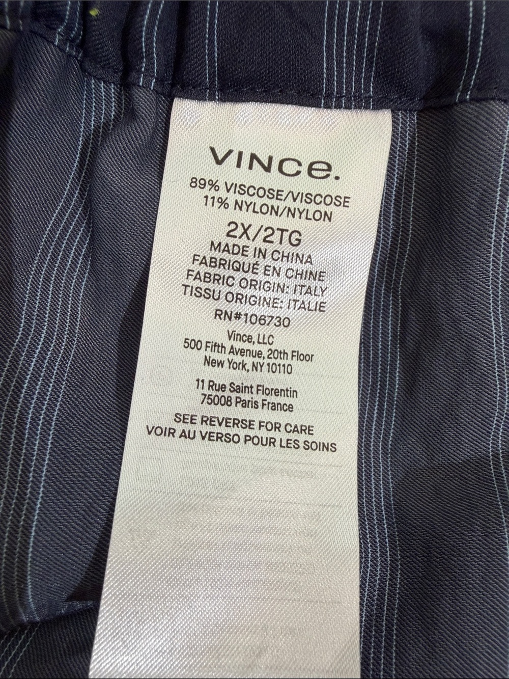 Vince Wide Leg Palazzo Cropped Pants Size 2X Navy White Pinstripe NWOT - Picture 9 of 10